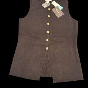 Black Sleeveless Button-Up cardigan